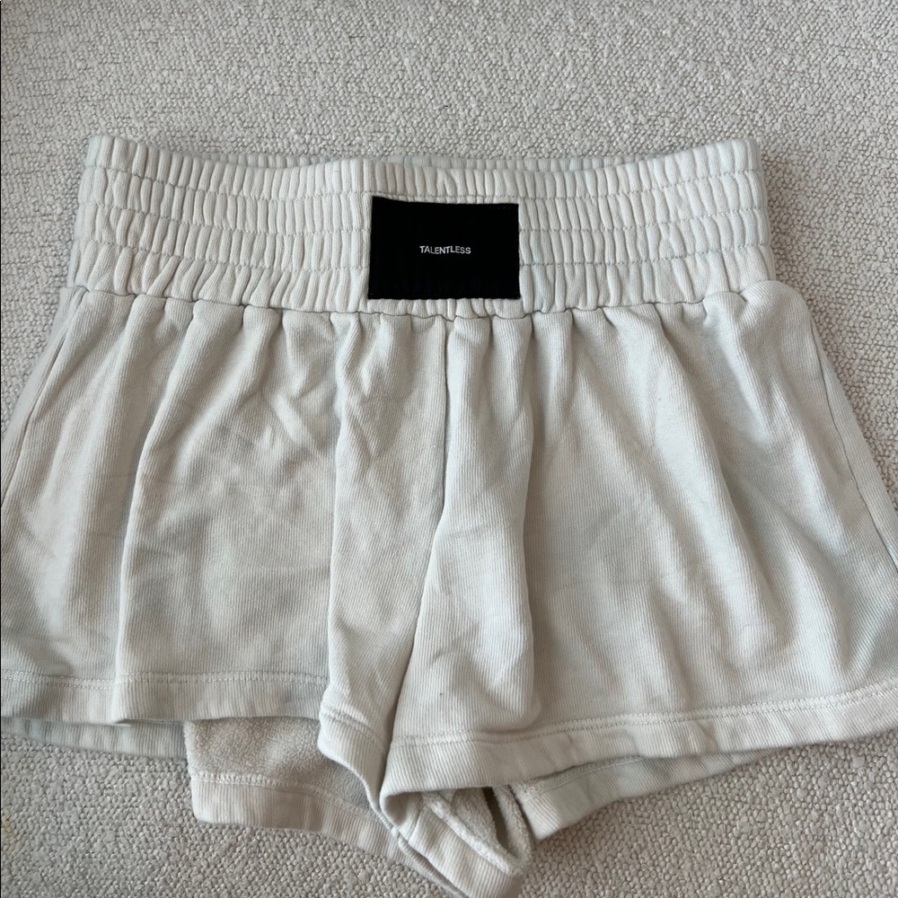 White talentless shorts